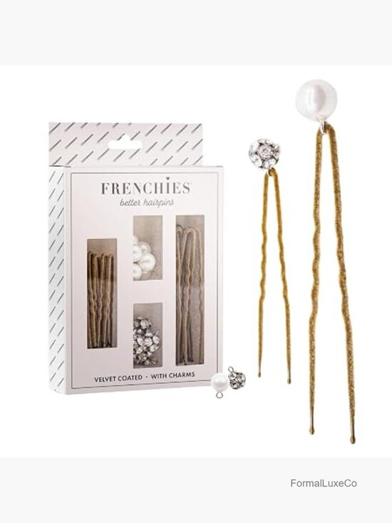 Velvet Hair Pins with Crystals & Pearls, Non-Slip, 20 Count, French Twist Updo